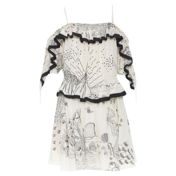 VALENTINO Dresses & Skirts - Valentino Garavani Garden illustration print silk off shoulder lace up dress